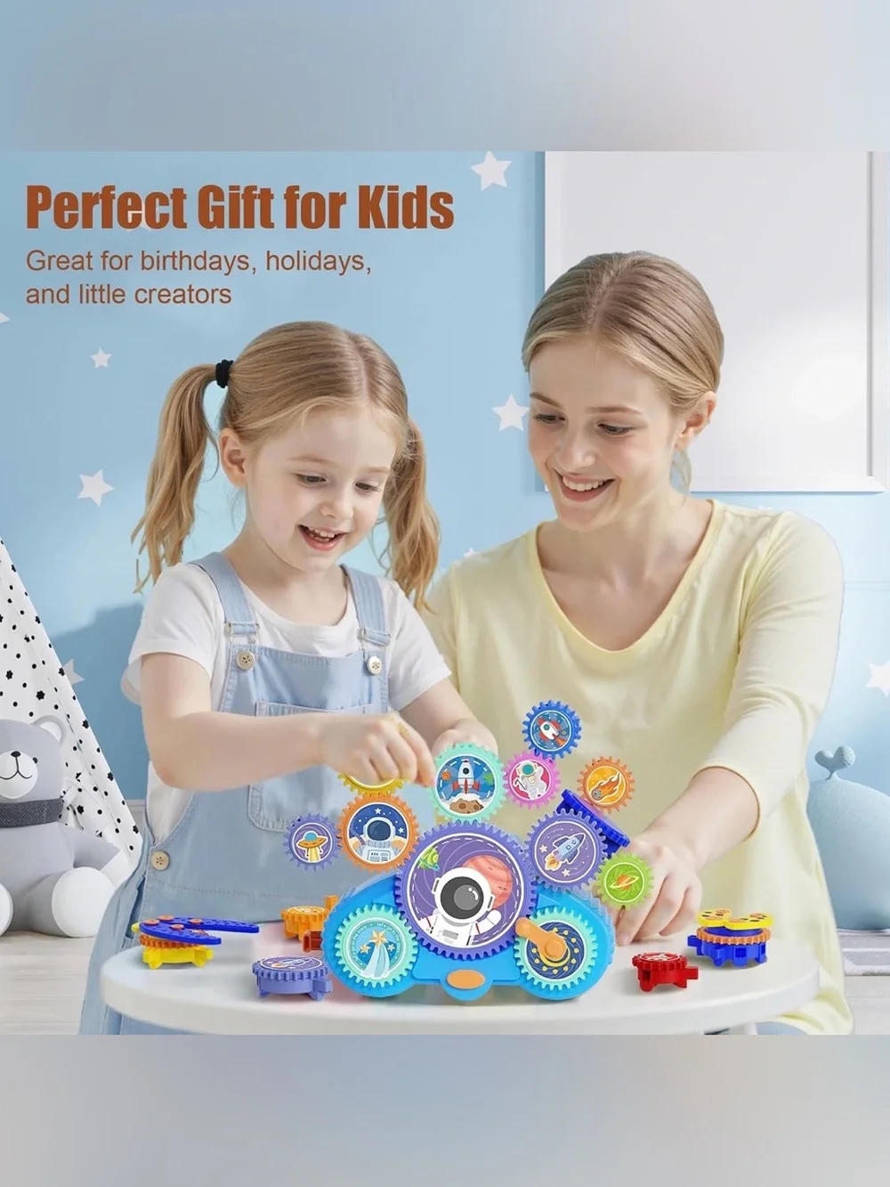 STEM Gears Toys for Kids Ages 3+, Creative Learning Building Blocks, 18Pcs Educa